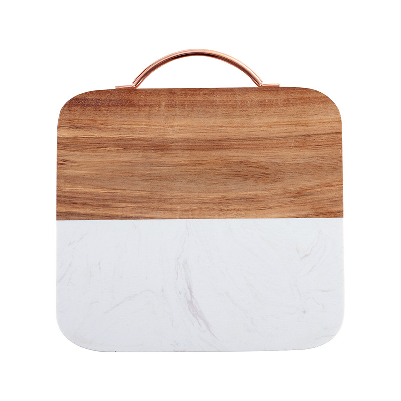 Custom Two-Tone Acacia Wood and Marble C