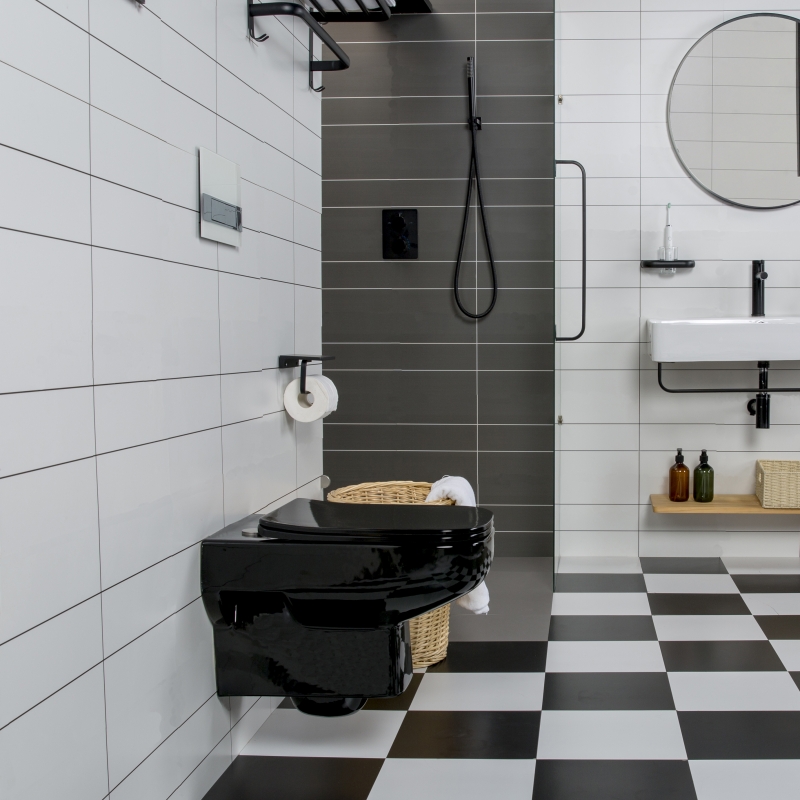 Model BF2311D_B-Elevating Bathroom Aesthetics with a Black Wall-Mounted Toilet