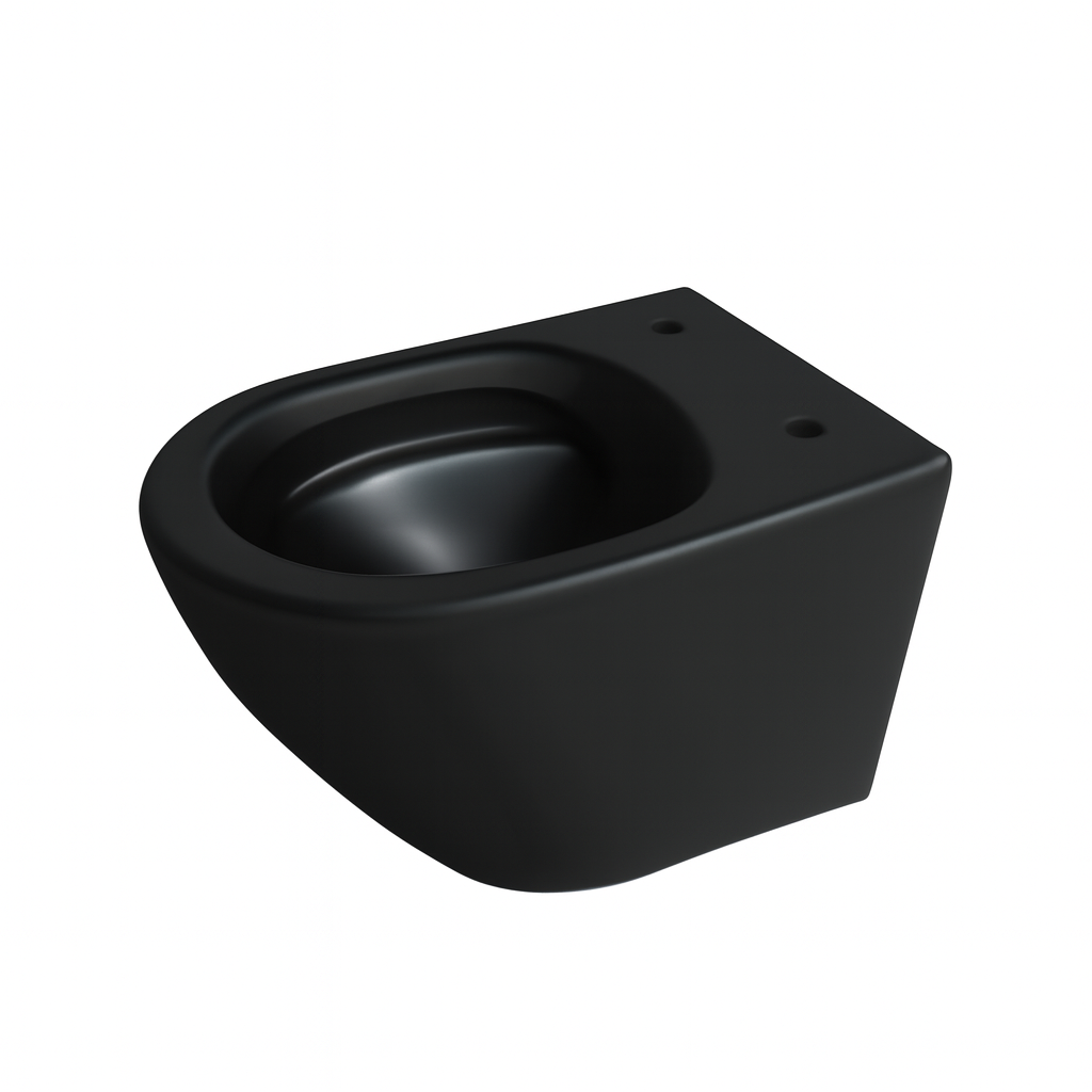 Rimless Wall Hung Toilet BF2377-MB – Matte Black Ceramic, Dual Flush, Modern Design