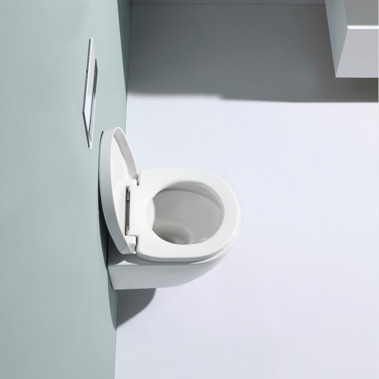 Подвесной унитаз 2412 с мягким закрыванием крышки – Современный компактный дизайн с двойным смывом