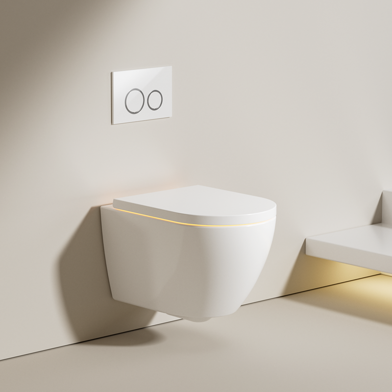 2416 Vortex Wall Hung Toilet, Rimless, Soft Closing Seat, Dual Flush, Modern Ceramic Bathroom WC