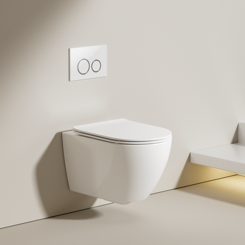 2416 Vortex Wall Hung Toilet, Rimless, Soft Closing Seat, Dual Flush, Modern Ceramic Bathroom WC