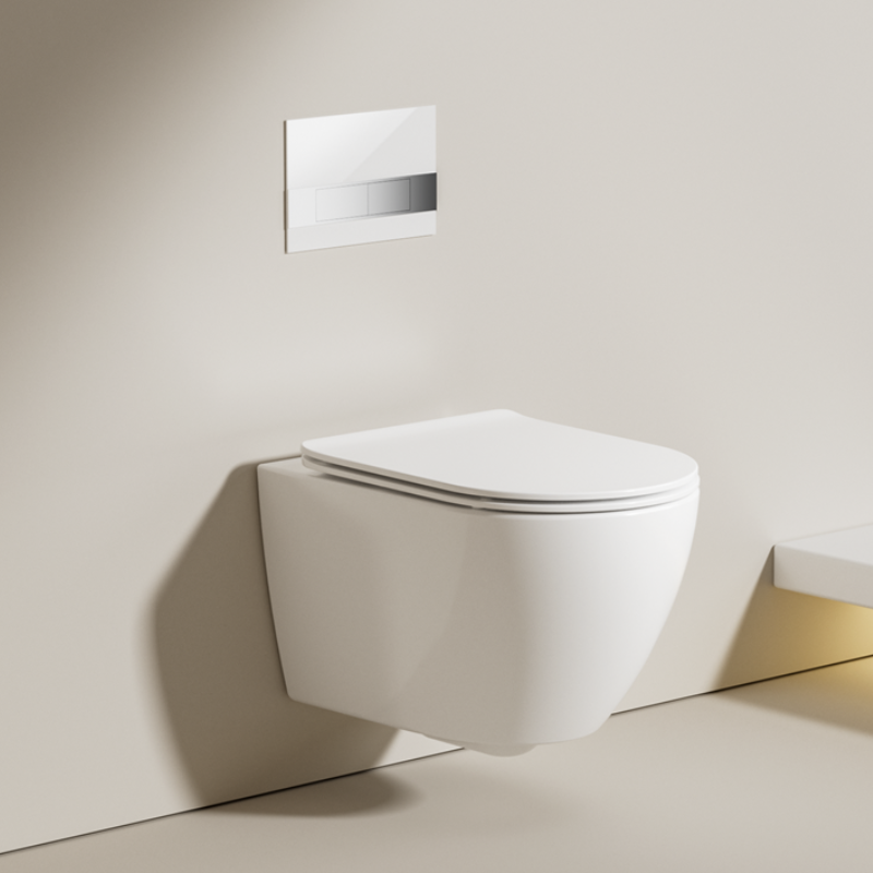 2416 Vortex Wall Hung Toilet, Rimless, Soft Closing Seat, Dual Flush, Modern Ceramic Bathroom WC
