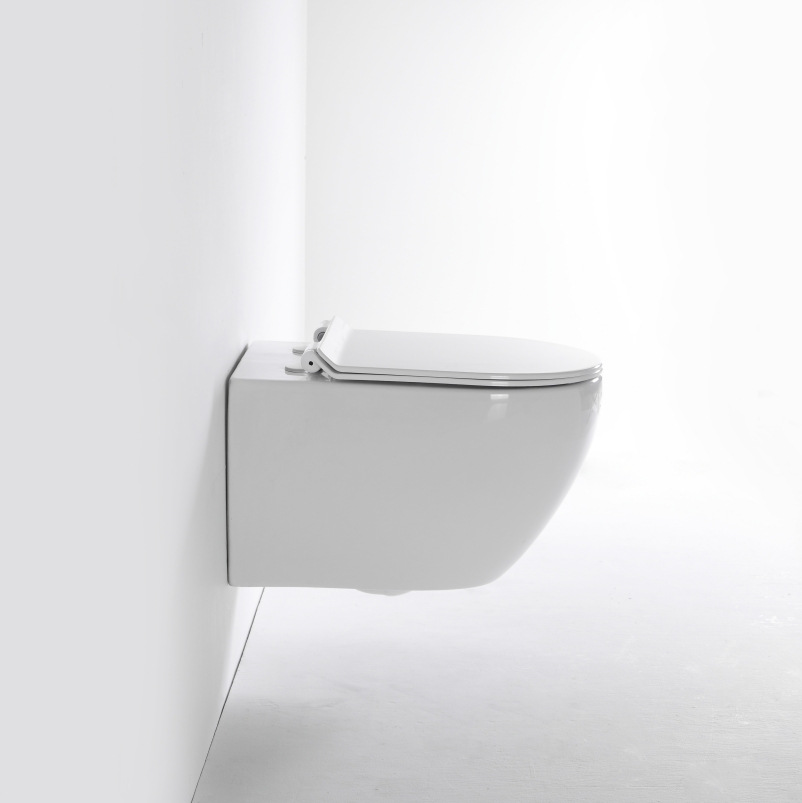 2416A Wall-Hung Toilet – Sleek Rimless Design, Soft Close Seat, Space-Saving Ceramic WC