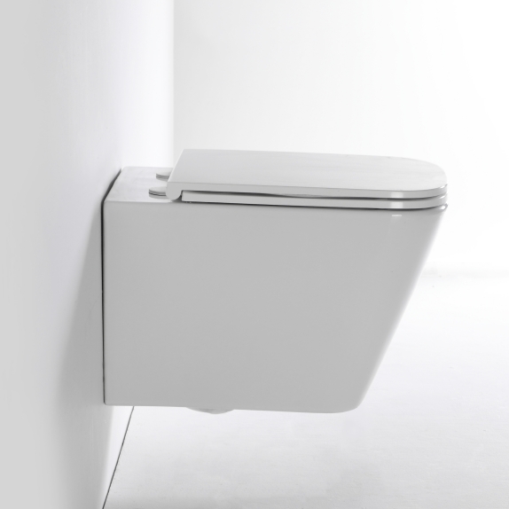 2417D Wall-Hung Toilet with Super Vortex Flush - Square Modern Design