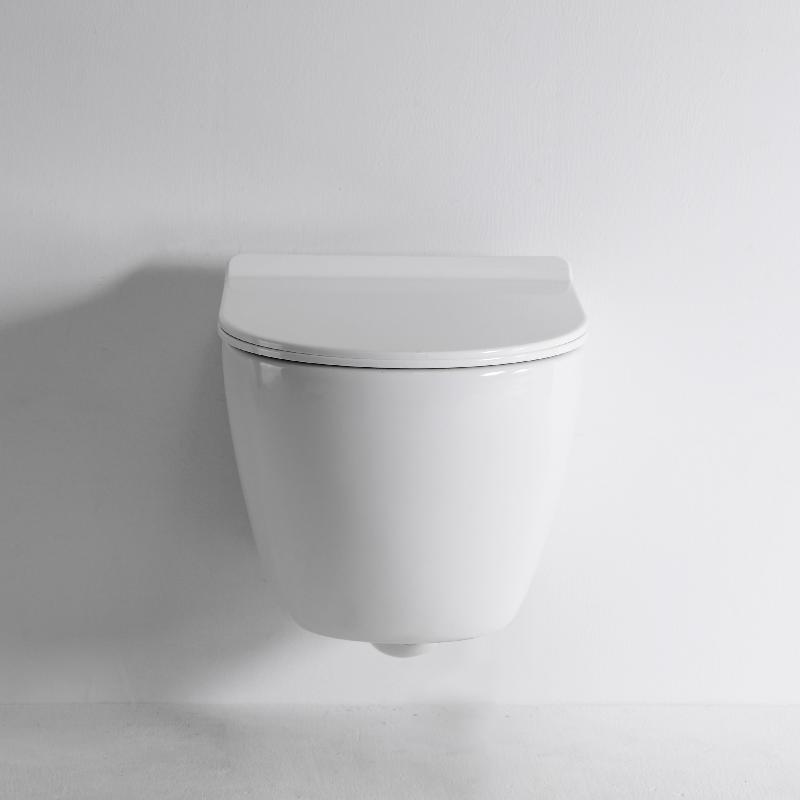 2418A Wall Mounted Ceramic Toilet - Quiet Dual Flush with Soft Close Seat