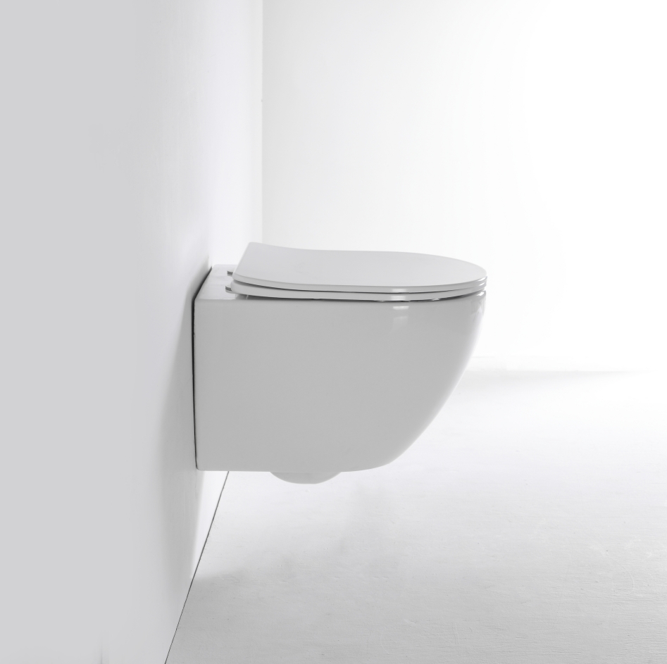 Back to Wall Ceramic Toilet BF2418D – Rimless Washdown Soft Close Seat WC