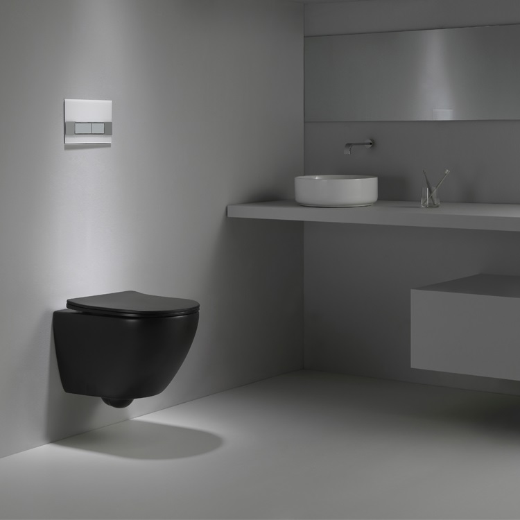 BF2418DB-MATT Matt Black Wall-hung Toilet – Compact Vortex Flush Design