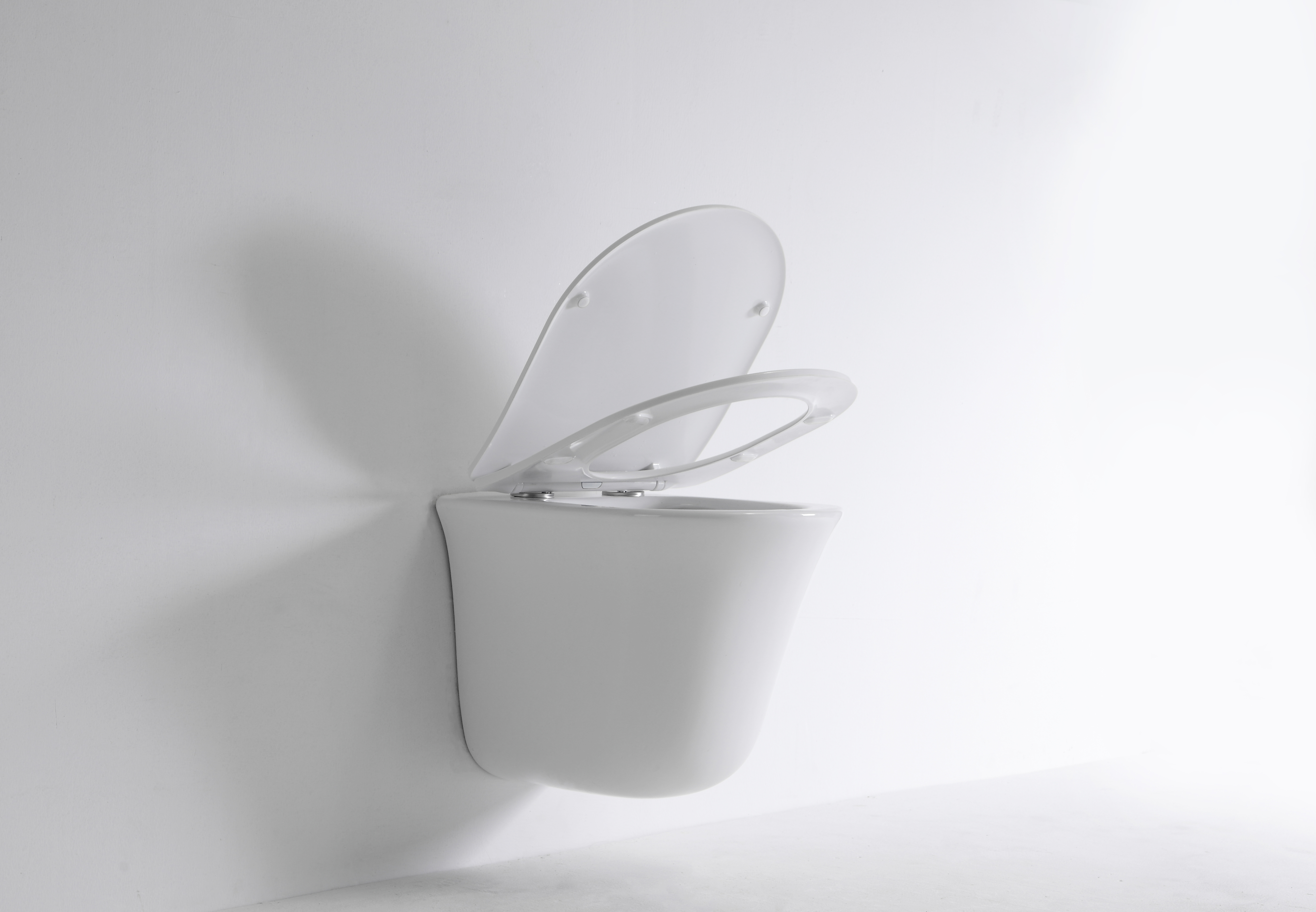 Curved Compact Wall Hung Toilet 2441E – Soft-Close, Water-Saving, Quiet Rimless WC