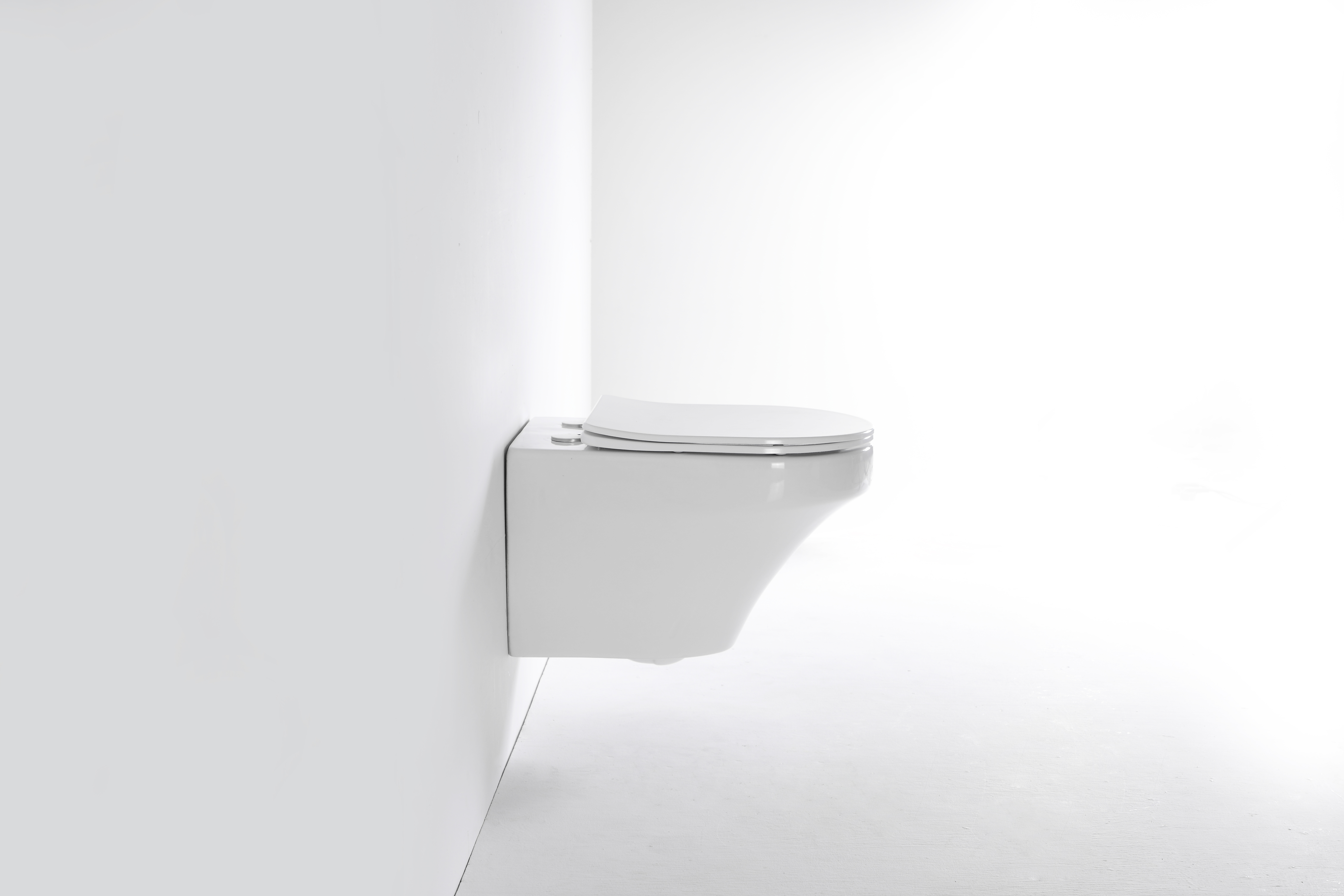Modern Wall Hung Toilet 2462D - Compact Ceramic Rimless WC with Soft Close Seat