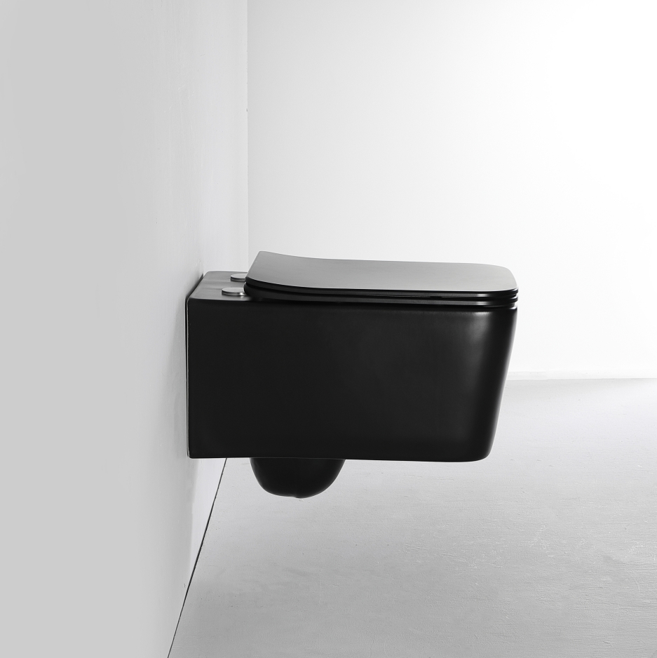 Matte Black Wall-Hung Toilet | Modern Minimalist Wall Mounted Toilet