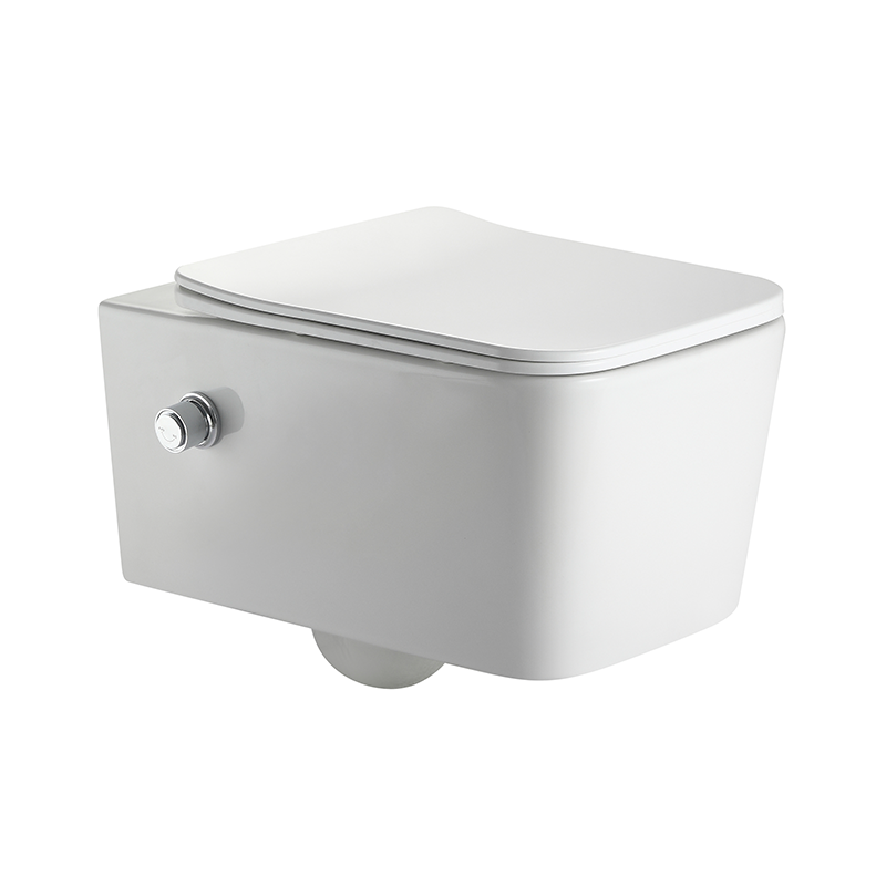 BF2467D-BD Toilette murale carrée en céramique – Silencieuse, anti-taches, design minimaliste