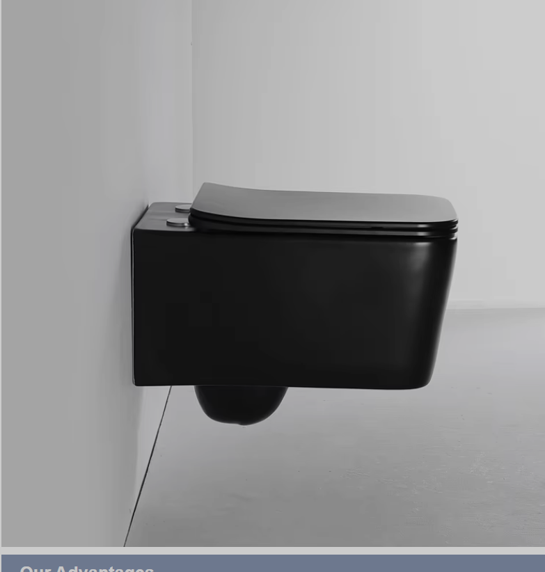 Modern Matt Black Wall Hung Toilet - Space-Saving, Quiet Flush, Anti-Stain Ceramic