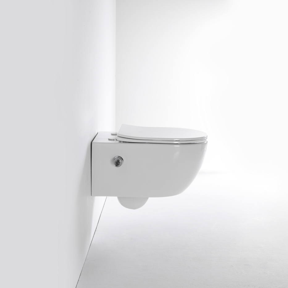Wall-Hung Toilet with Bidet | Model 2468D-BD | Minimalist Quiet Flush Ceramic WC