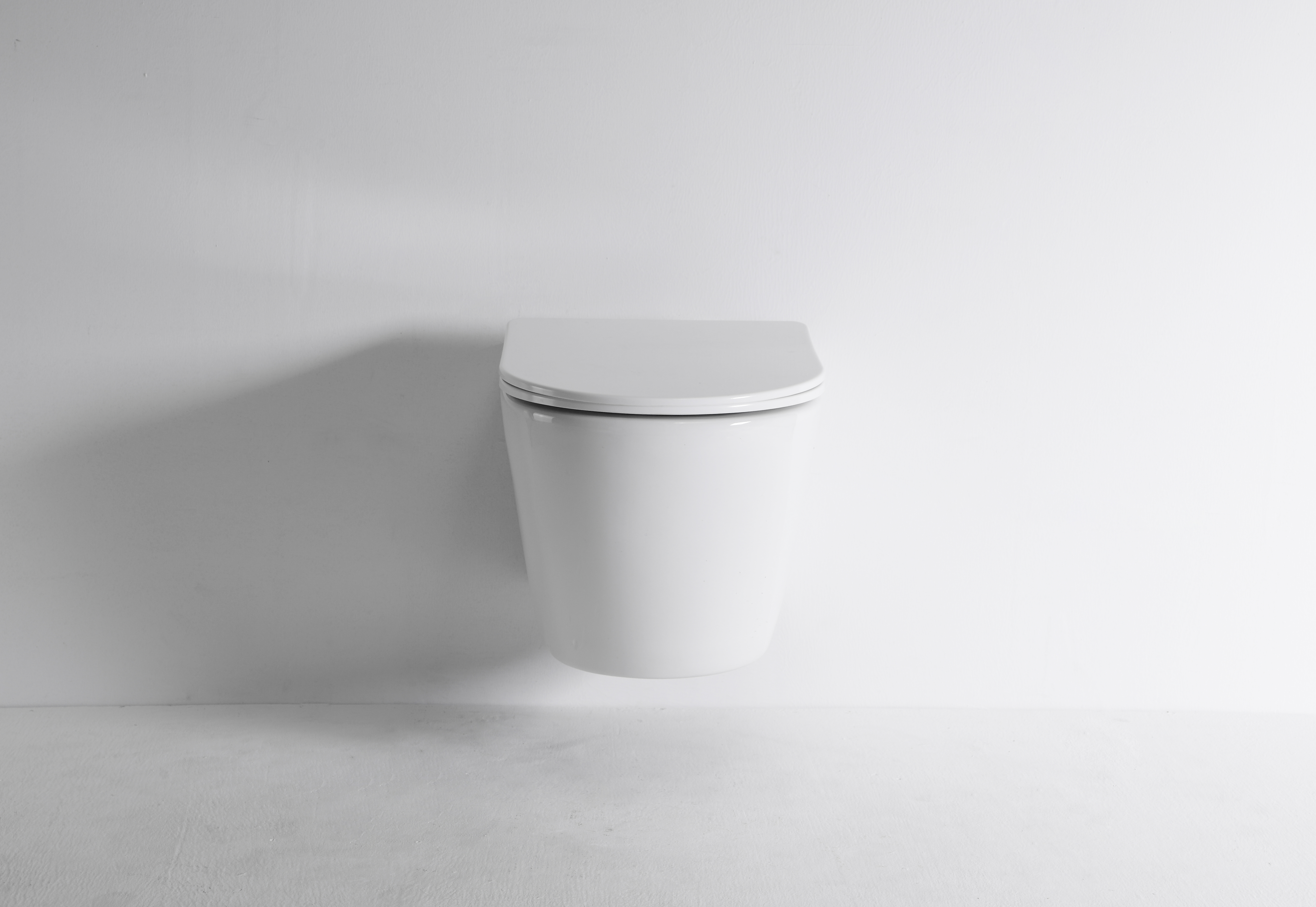 Rimless Wall Hung Toilet – Glossy White with Washdown Flushing System