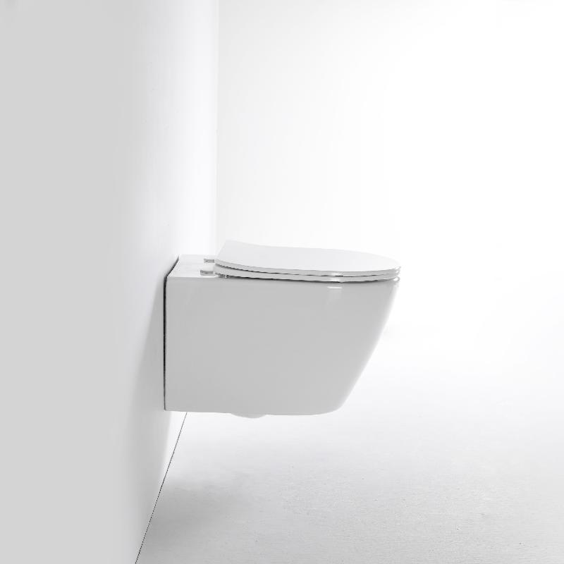 BF2476D Wall-Hung Toilet | Rimless | Space-Saving | Glossy White Ceramic WC