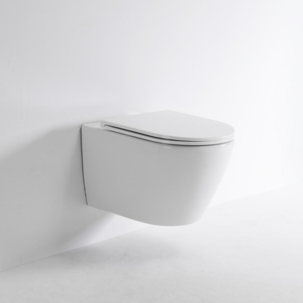 Modern Wall-Hung Toilet 2476E - Minimalist Design, Dual Flush, Rimless