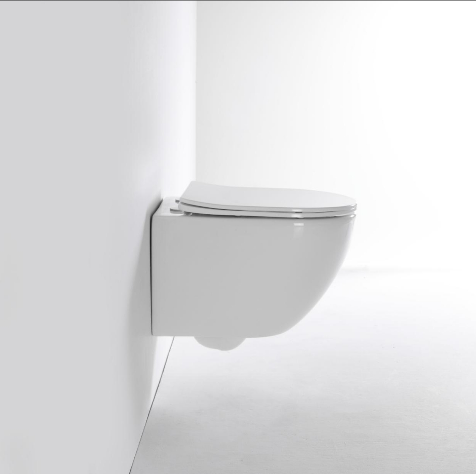 Wall Hung Toilet 2478D - Rimless Compact Ceramic Wall-Mounted Toilet with Soft Close Seat