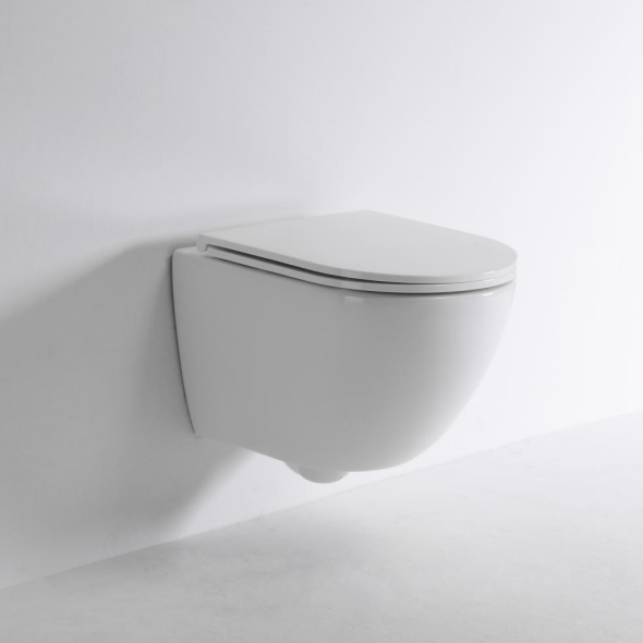 Modern Compact Wall-Hung Toilet 2478E - Round Rimless, Dual Flush