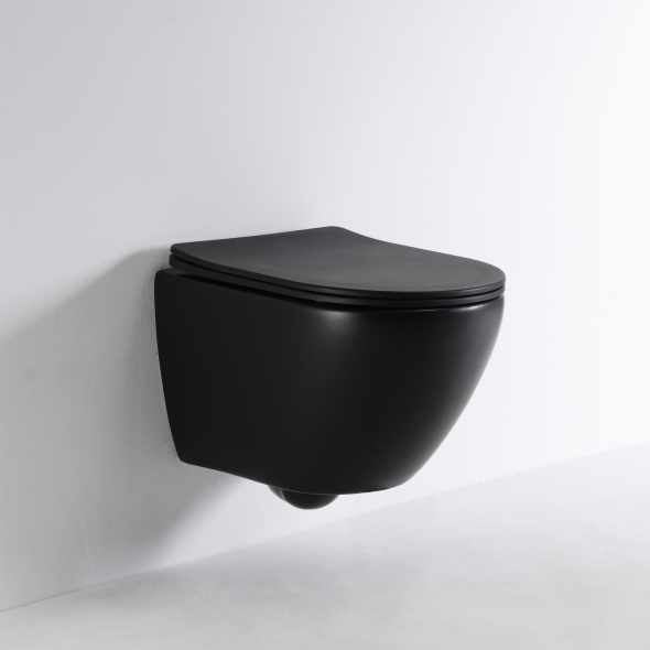 Matte Black Wall-Hung Toilet 2478 – Elegant, Space-Saving, Rimless Design