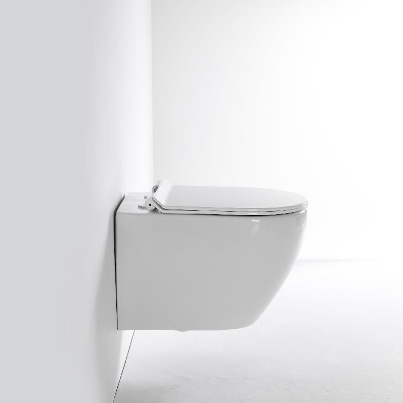Modern Rimless Wall-Hung Toilet with Soft-Close UF Cover