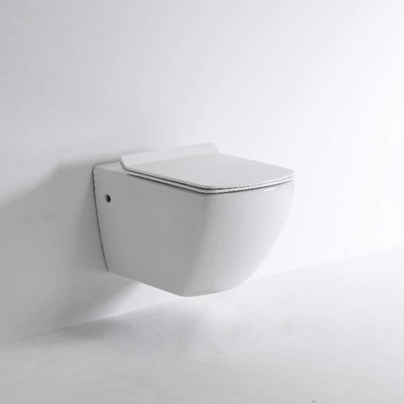 BF2496 Modern Wall-Hung Quiet Flush Toilet with Soft-Close Seat and Space-Saving Design