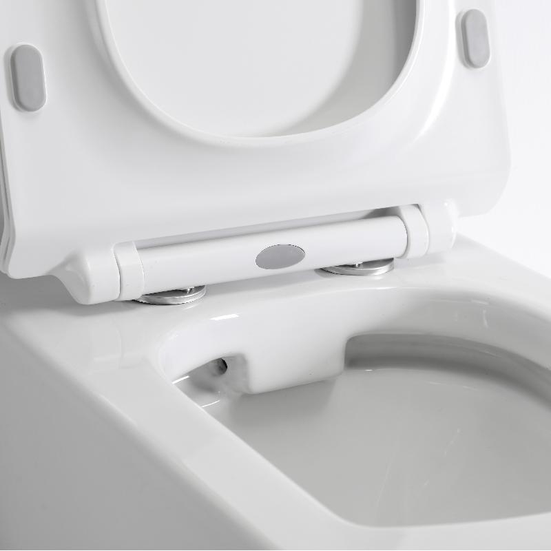 BF2496 Modern Wall-Hung Quiet Flush Toilet with Soft-Close Seat and Space-Saving Design