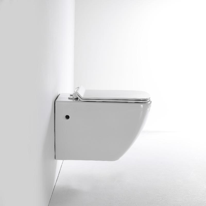 BF2496 Modern Wall-Hung Quiet Flush Toilet with Soft-Close Seat and Space-Saving Design