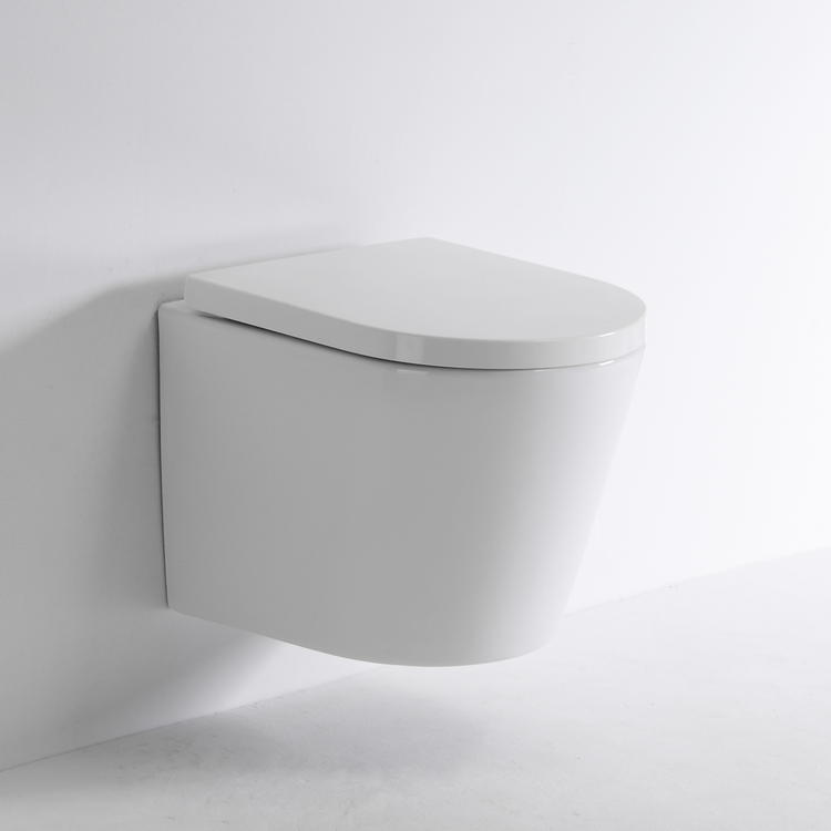 Vaso Sanitário Suspenso Moderno com Descarga Washdown Silenciosa, Assento UF Soft Close – Design Compacto, Cerâmica Branca Brilhante