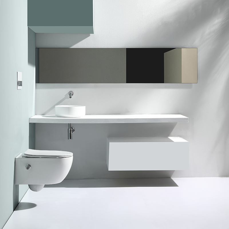 Wall Hung Toilet with Bidet Function – Compact Hygienic White Ceramic WC (Model: 2468D-BD)