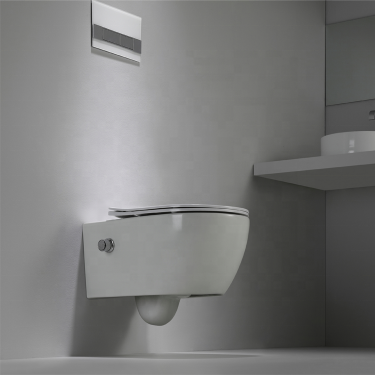 Rimless Wall Hung Toilet with Built-in Bidet Shower – Hygienic, Space-Saving, Modern Design