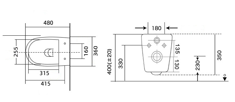 Rimless Wall Hung Toilet with Built-in Bidet Shower – Hygienic, Space-Saving, Modern Design