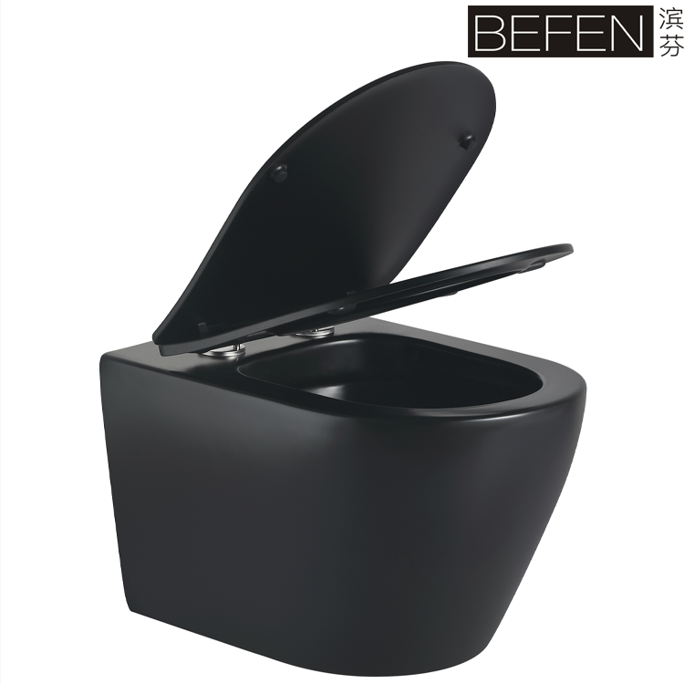 Matte Black Wall Hung Toilet – Modern Space-Saving Ceramic WC