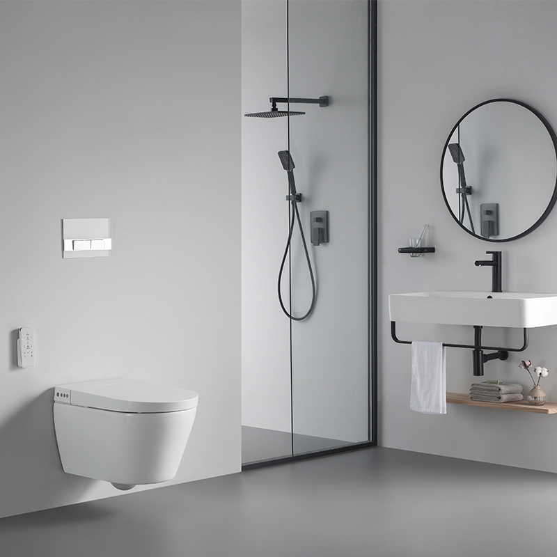 Smart Wall-Hung Toilet 2497 with Auto Flush, Heated Seat, Dryer, and Remote Control