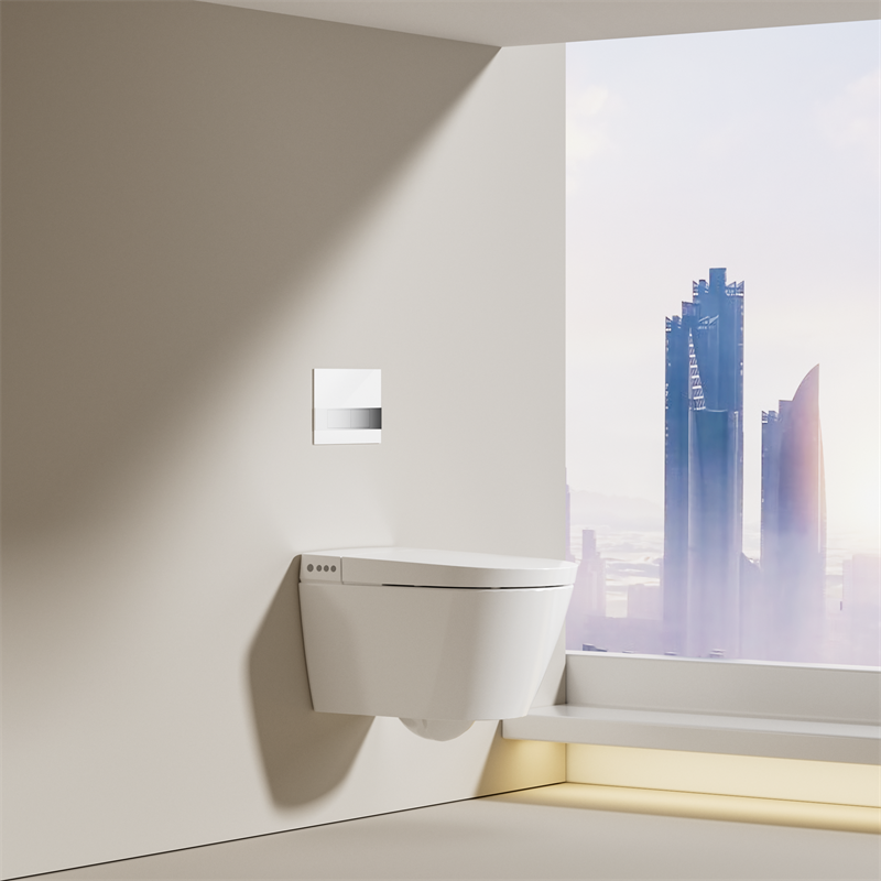 Smart Wall-Hung Toilet 2497 with Auto Flush, Heated Seat, Dryer, and Remote Control