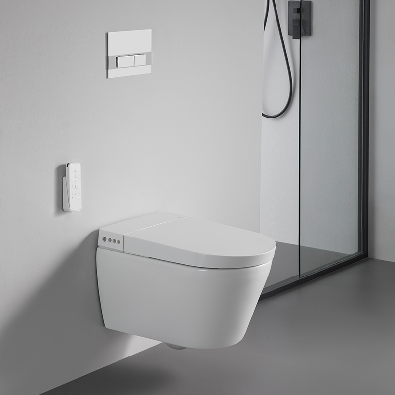 Smart Wall-Hung Toilet 2497 with Auto Flush, Heated Seat, Dryer, and Remote Control