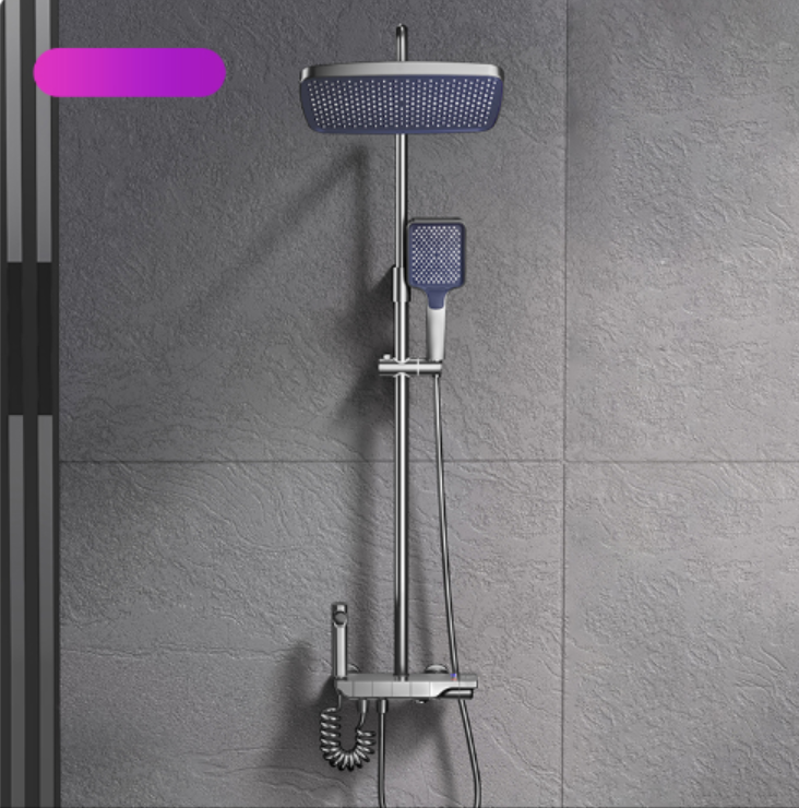 Elegant Wall-Mounted Thermostatic Shower System with Square Rainfall Head and Handheld Sprayer