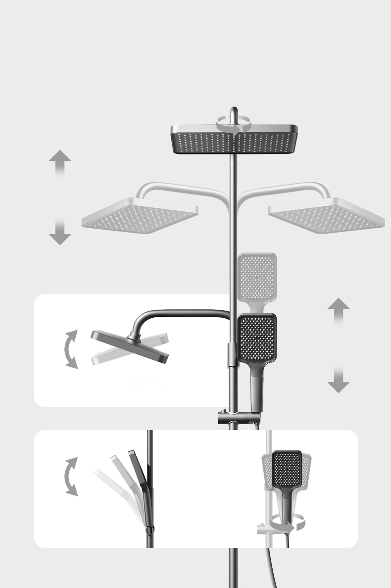 Elegant Wall-Mounted Thermostatic Shower System with Square Rainfall Head and Handheld Sprayer