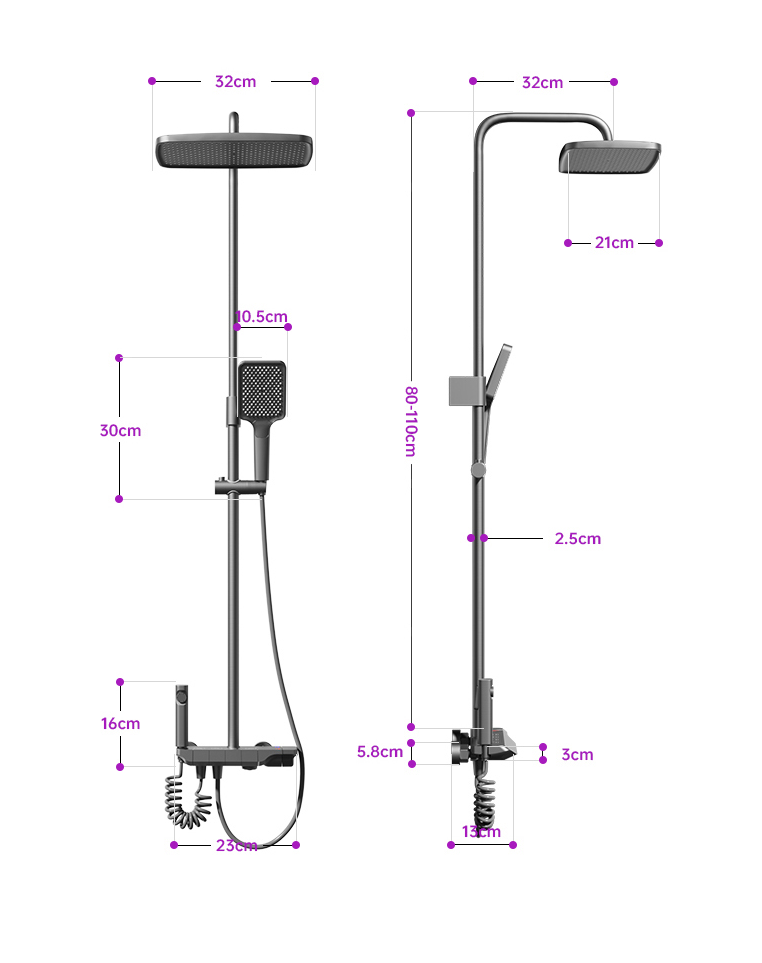 Elegant Wall-Mounted Thermostatic Shower System with Square Rainfall Head and Handheld Sprayer