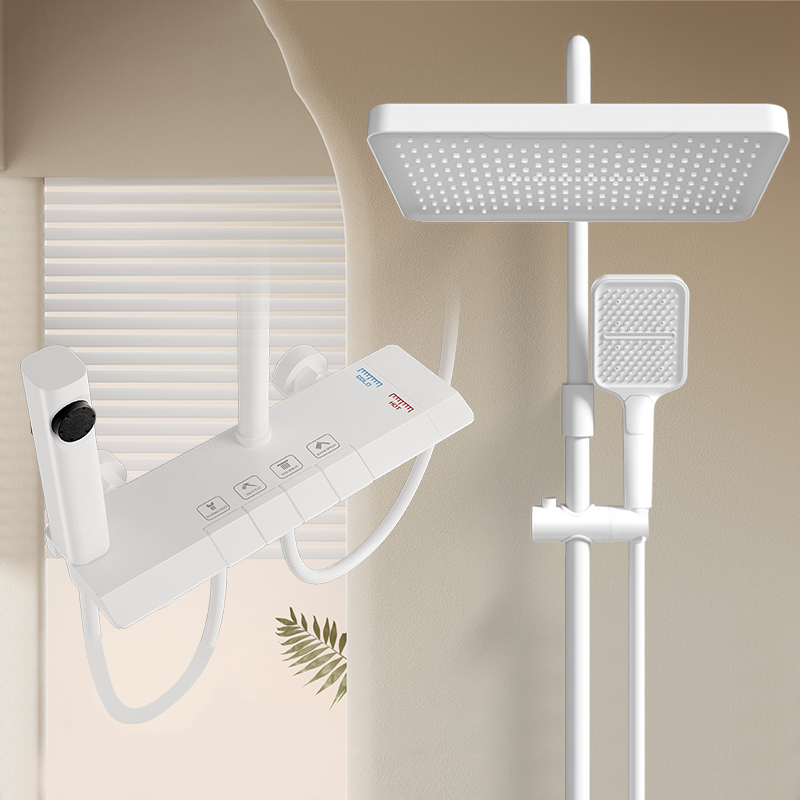 Elegant Wall-Mounted Thermostatic Shower System with Square Rainfall Head and Handheld Sprayer