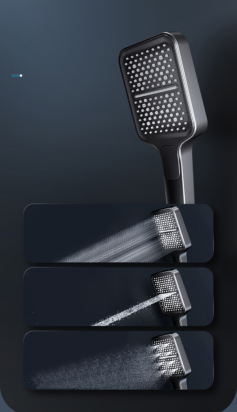 Luxury LED Thermostatic Shower System with Storage Shelf and Square Showerhead