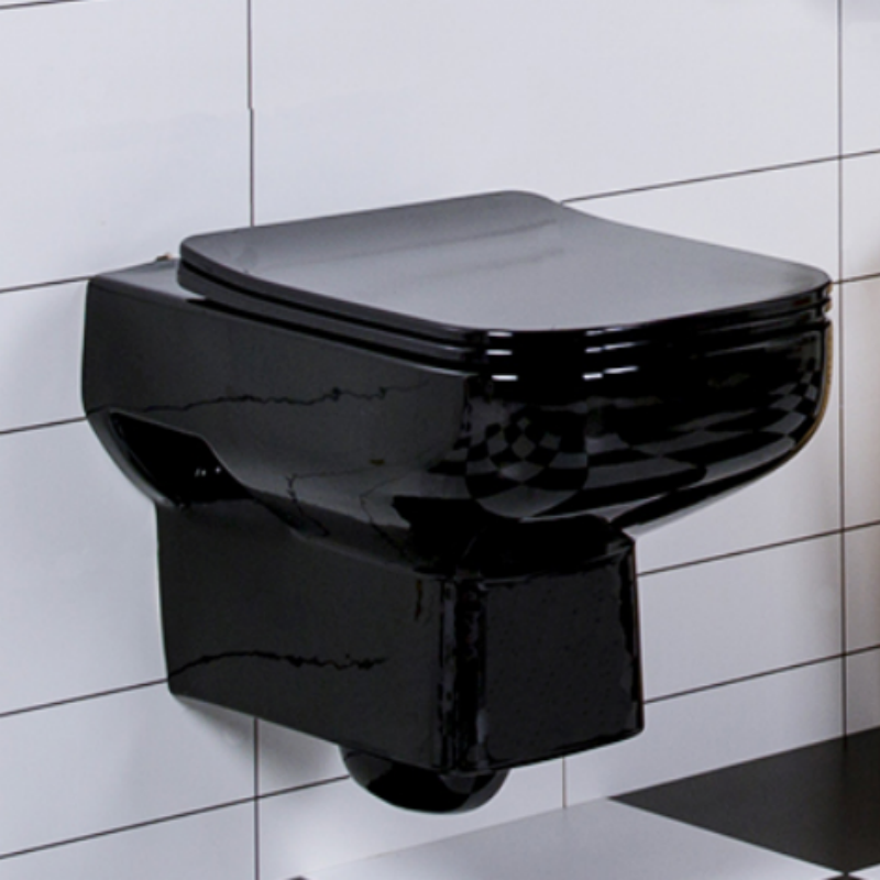 Wall-Mounted Toilet - Glossy Black