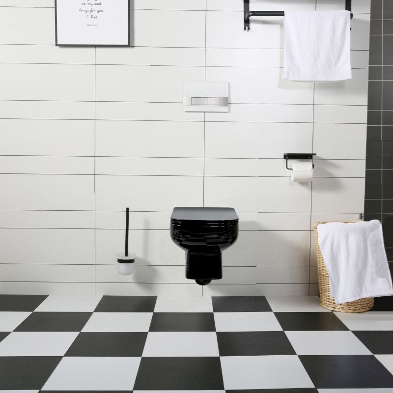 Wall-Mounted Toilet - Glossy Black