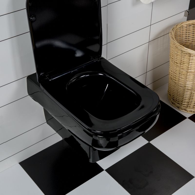 Wall-Mounted Toilet - Glossy Black