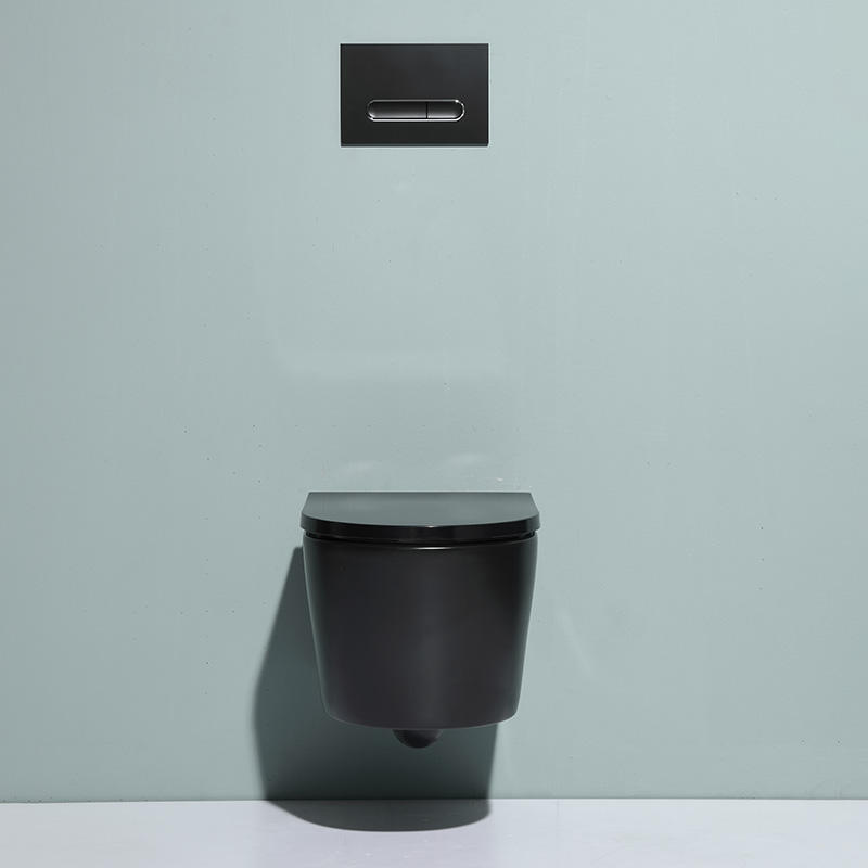 Matt Black Wall Hung Toilet Modern Ceramic WC with Soft Close UF Seat