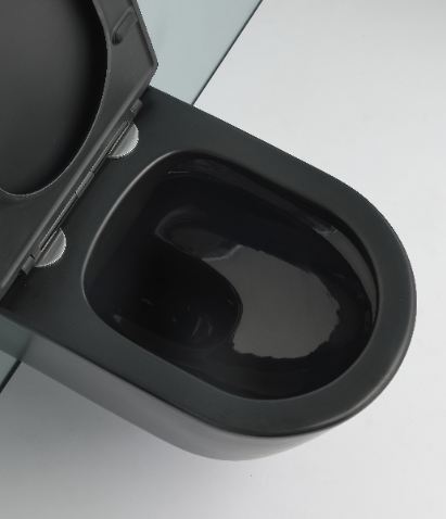 Matt Black Wall Hung Toilet Modern Ceramic WC with Soft Close UF Seat