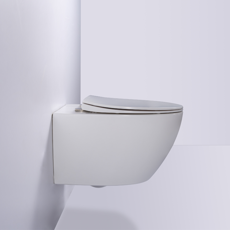 BF2375D Závěsná Toaleta s Tichým Splachováním a Úsporným Oválným Designem