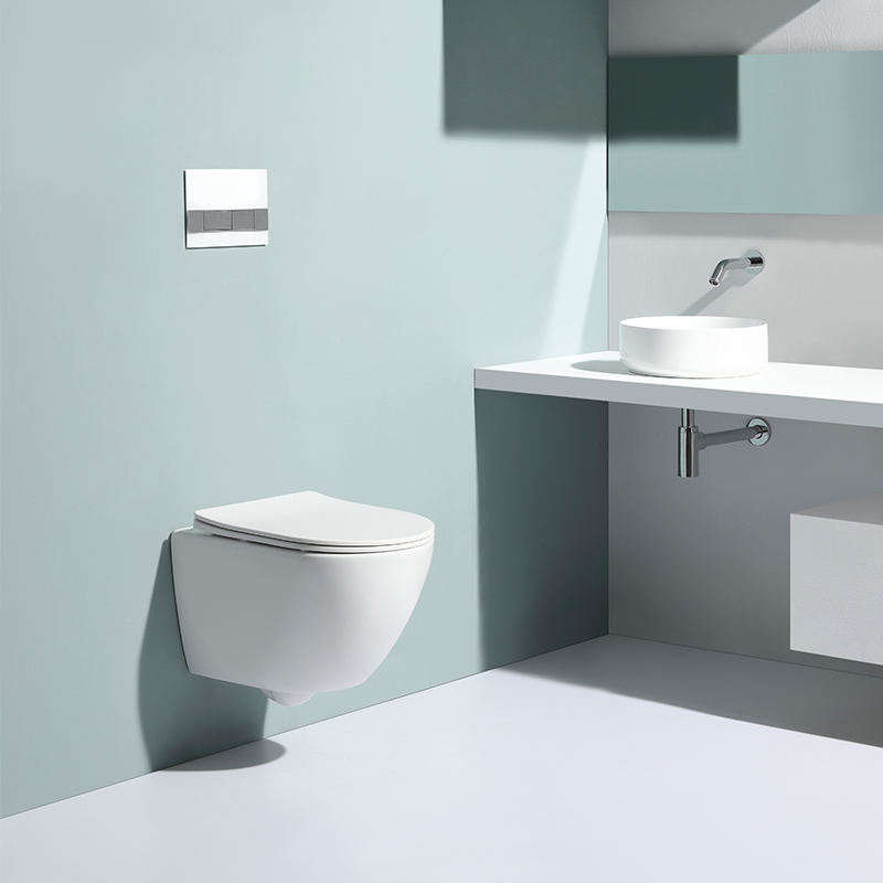 Compact Wall-Hung Toilet BF2378D with Rimless Bowl and Slim UF Cover