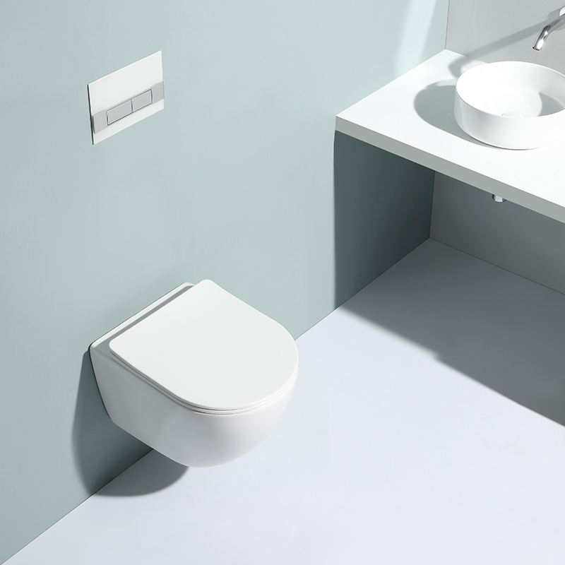 Compact Wall-Hung Toilet BF2378D with Rimless Bowl and Slim UF Cover