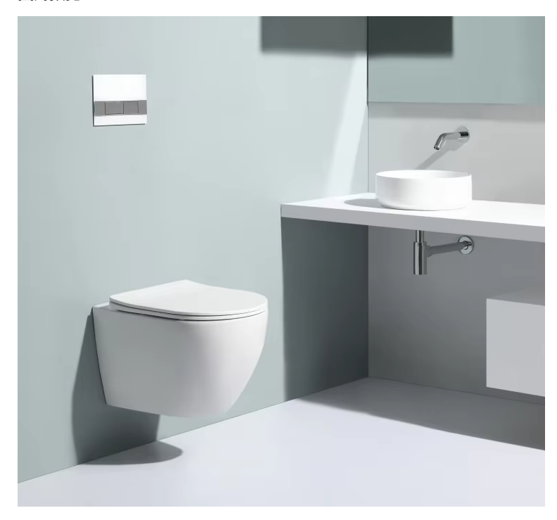 BF2379D Contemporary Wall-Hung Toilet with Dual Flush Panel – Rimless, Soft Close, Space-Saving Design